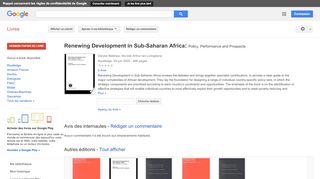 
                            10. Renewing Development in Sub-Saharan Africa: Policy, Performance and ...