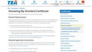 
                            11. Renewing My Standard Certificate - The Texas Education Agency