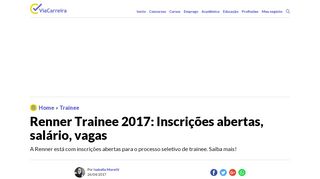 
                            12. Renner Trainee 2017: Inscrições abertas, salário, vagas - ViaCarreira