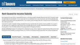 
                            7. Rent-Geared-to-Income Subsidy – City of Toronto