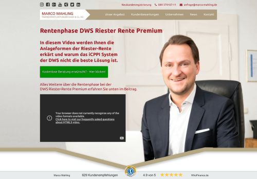 
                            12. Rentenphase DWS Riester Rente Premium Vorsicht! - Marco Mahling