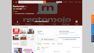 
                            10. Rentomojo, Ghitorni - Furnitures On Hire in Delhi - Justdial