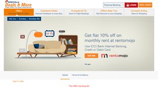 
                            12. Rentomojo Offer - ICICI Bank