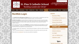 
                            11. RenWeb Login | St. Pius X Catholic School | San Antonio, TX