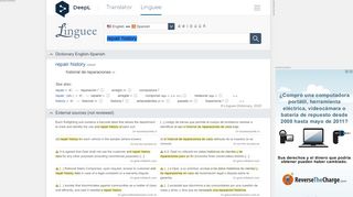 
                            9. repair history - Spanish translation – Linguee