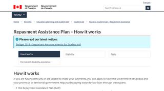 
                            3. Repayment Assistance Plan - Canada.ca