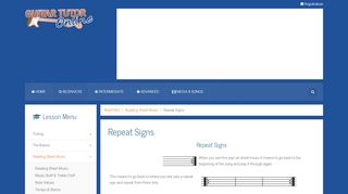 
                            7. Repeat Signs - Beginners - Reading Sheet Music - Guitar Tutor Online