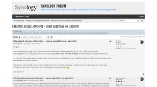 
                            11. Repeated access attempts - some questions on security - Synology Forum