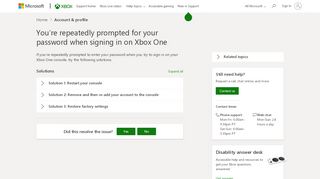 
                            1. Repeated Password Prompts on Xbox One - Xbox Support