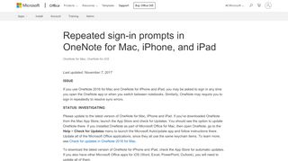 
                            2. Repeated sign-in prompts in OneNote for Mac, iPhone, and iPad ...