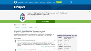 
                            13. Replace username with alternate login? [#251499] | Drupal.org