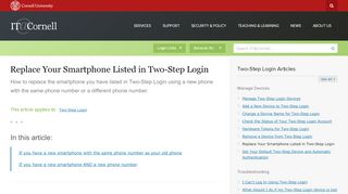
                            4. Replace Your Smartphone Listed in Two-Step Login | IT@Cornell
