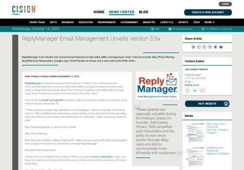 
                            12. ReplyManager Email Management Unveils Version 5.6x