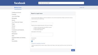 
                            6. Report a Login Issue - Facebook