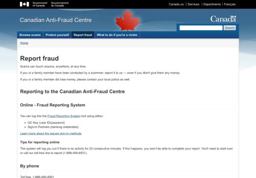 
                            11. Report an incident - Canadian Anti-Fraud Centre