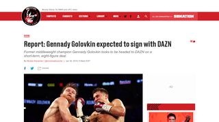 
                            12. Report: Gennady Golovkin expected to sign with DAZN - Bloody Elbow