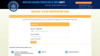 
                            4. Report lost player I-Card - AKFI