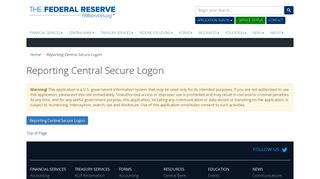 
                            8. Reporting Central Secure Logon - Federal Reserve Bank Services