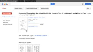 
                            7. Reports of Cases Heard and Decided in the House of Lords on Appeals ...