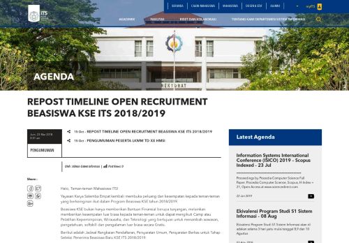 
                            9. repost timeline open recruitment beasiswa kse its 2018/2019