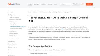 
                            12. Represent Multiple APIs Using a Single Logical API in Auth0
