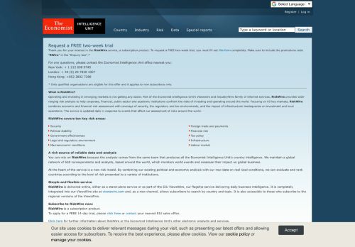 
                            11. Request a FREE two-week trial - Economist Intelligence Unit