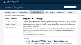 
                            11. Request a Transcript | University Registrar | Case Western Reserve ...