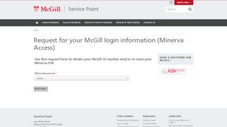 
                            2. Request for your McGill login information (Minerva Access) | Service ...
