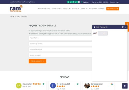 
                            2. Request Login Details | RAM Tracking UK
