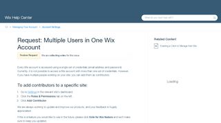 
                            6. Request: Multiple Users in One Wix Account | Help Center | Wix.com