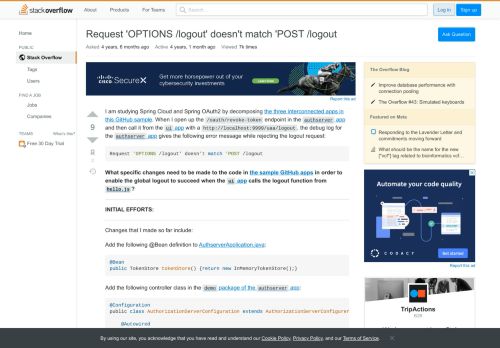 
                            8. Request 'OPTIONS /logout' doesn't match 'POST /logout - Stack Overflow