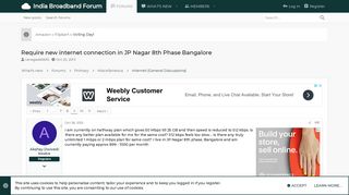 
                            12. Require new internet connection in JP Nagar 8th Phase Bangalore ...