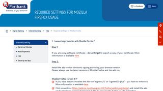 
                            9. Required settings for Mozilla Firefox usage | Postbank