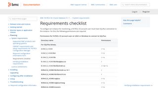 
                            11. Requirements checklist - BMC PATROL for Oracle Database 9.7 ...