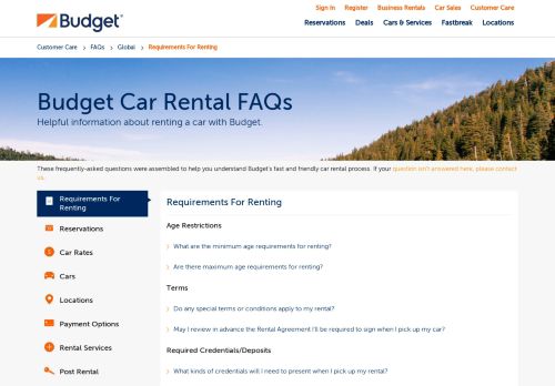 
                            10. Requirements For Renting - Budget Car Rental