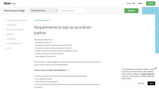 
                            3. Requirements to sign up as a driver-partner | Uber Partner Help