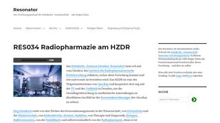 
                            12. RES034 Radiopharmazie am HZDR – Resonator