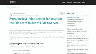 
                            11. Rescuing lost index entries for assets in the File Store folder of Elvis 6 ...