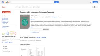 
                            3. Research Directions in Database Security - Google Books Result