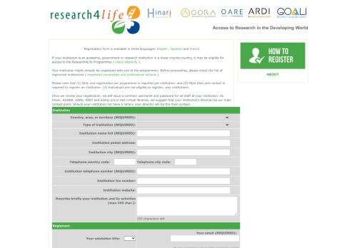 
                            5. Research4Life Registration Form