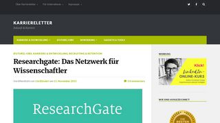 
                            1. Researchgate: Das Netzwerk für Wissenschaftler | karriereletter