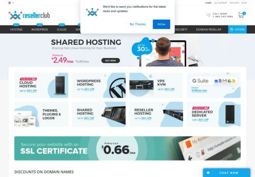 
                            13. ResellerClub: Shared & Reseller Hosting, Servers, Domains & more