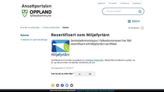 
                            11. Resertifisert som Miljøfyrtårn - Oppland fylkeskommune