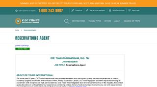 
                            2. Reservations Agent - CIE Tours