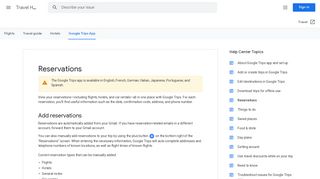 
                            4. Reservations - Travel Help - Google Support