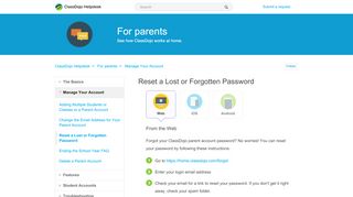 
                            9. Reset a Lost or Forgotten Password – ClassDojo Helpdesk
