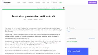 
                            5. Reset a lost password on an Ubuntu VM (Example) - Coderwall