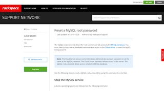 
                            7. Reset a MySQL root password - Rackspace Support