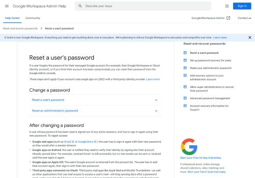 
                            7. Reset a user's password - G Suite Admin Help - Google Support