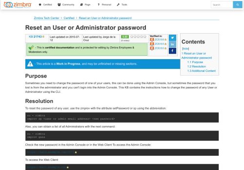 
                            13. Reset an User or Administrator password - Zimbra :: Tech ...